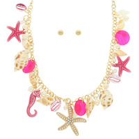 SEA LIFE THEME MULTI-CHARM NECKLACE SET