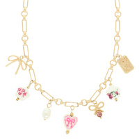 FLORAL CERAMIC CHARM NECKLACE