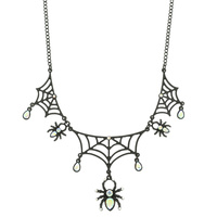 HALLOWEEN WEBBED SPIDER PENDANT CHAIN NECKLACE