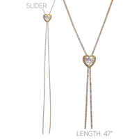 CRYSTAL HEART CHARM BOLO NECKLACE