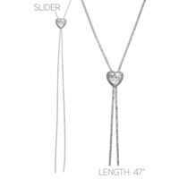 CRYSTAL HEART CHARM BOLO NECKLACE