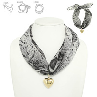 HEART PENDANT SCARF TIE NECKLACE