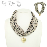 HEART PENDANT SCARF TIE NECKLACE