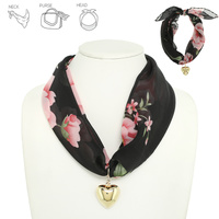 HEART PENDANT SCARF TIE NECKLACE