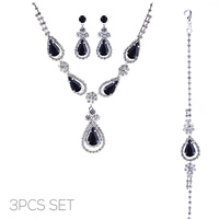 3PC RHINESTONE CRYSTAL TEARDROP JEWELRY SET