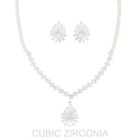 CZ SUNBURST TEARDROP NECKLACE SET