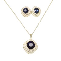 ENAMEL GEMSTONE DIAMOND SHAPED NECKLACE SET
