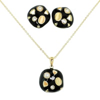 GEOMETRIC ENAMEL GEMSTONE NECKLACE SET