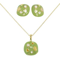 GEOMETRIC ENAMEL GEMSTONE NECKLACE SET