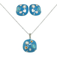 GEOMETRIC ENAMEL GEMSTONE NECKLACE SET