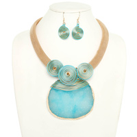 PECTORAL STYLE STONE NECKLACE SET