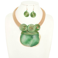 PECTORAL STYLE STONE NECKLACE SET