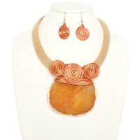PECTORAL STYLE STONE NECKLACE SET