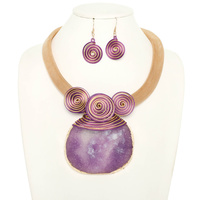 PECTORAL STYLE STONE NECKLACE SET