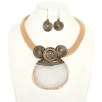 PECTORAL STYLE STONE NECKLACE SET
