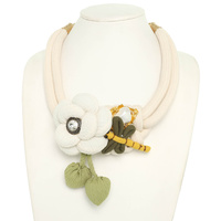HANDMADE FABRIC FLOWER NECKLACE