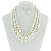 MULTI-STRAND PEARL BEAD NECKLACE SET