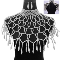 COLLAR DRAPED PONCHO PEARL BIB SET