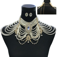 CHUNKY PEARL STONE SHOULDER NK SET