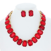 CRYSTAL OCTAGON CUT COLLAR NECKLACE  SET