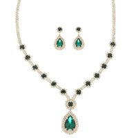 CRYSTAL TEARDROP STATEMENT NECKLACE SET