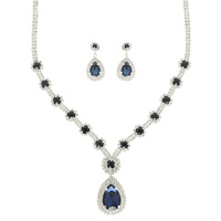 CRYSTAL TEARDROP STATEMENT NECKLACE SET