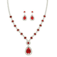 CRYSTAL TEARDROP STATEMENT NECKLACE SET