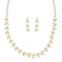 PEARL RHINESTONE PAVE CHEVRON NECKLACE SET