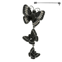 JEWELED CASCADING BUTTERFLY BROOCH PIN