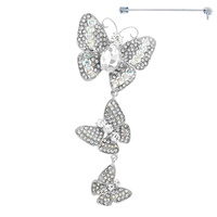 JEWELED CASCADING BUTTERFLY BROOCH PIN