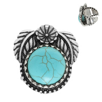 WESTERN FLORAL CONCHO TURQUOISE CUFF RING