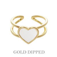 GOLD PLATED PEARLESCENT HEART CUFF RING