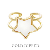 GOLD PLATED PEARLESCENT STAR CUFF RING