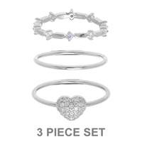 CZ HEART MULTIPACK 3 RING SET