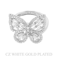 GOLD PLATED CZ BUTTERFLY ADJUSTABLE RING