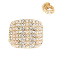 CRYSTAL PEARL PAVE SQUIRCLE RING