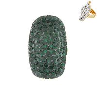 Stone Encrusted Short Knuckle Armour Stretch Ring