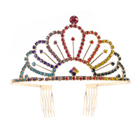 SCALLOPED RAINBOW MULTICOLOR CRYSTAL RHINESTONE TIARAS