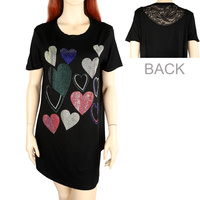 CRYSTAL RHINESTONE HEART DESIGN GRAPHIC TSHIRT