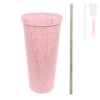 RHINESTONE ENCRUSTED STAINLESS STEEL TUMBLER