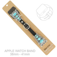 WESTERN JEWELED CONCHO APPLE WATCH LEATHER BAND