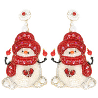 CHRISTMAS SCARFED SNOWMAN POST EARRINGS