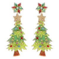 CHRISTMAS TREE JEWELED POST EARRINGS