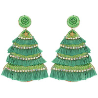 CHRISTMAS TREE JEWELED POST EARRINGS