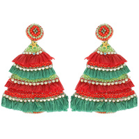 CHRISTMAS TREE JEWELED POST EARRINGS