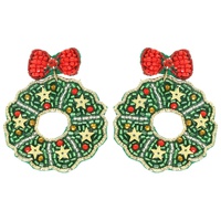 CHRISTMAS WREATH DANGLE EARRINGS
