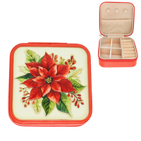 CHRISTMAS FLOWER THEMED LEATHER JEWELRY BOX