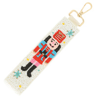 CHRISTMAS NUTCRACKER SEED BEAD KEY CHAIN