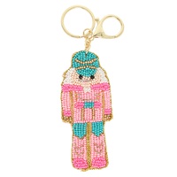 CHRISTMAS NUTCRACKER BEADED KEYCHAIN