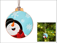 CHRISTMAS SNOWMAN TOOLED LEATHER ORNAMENT